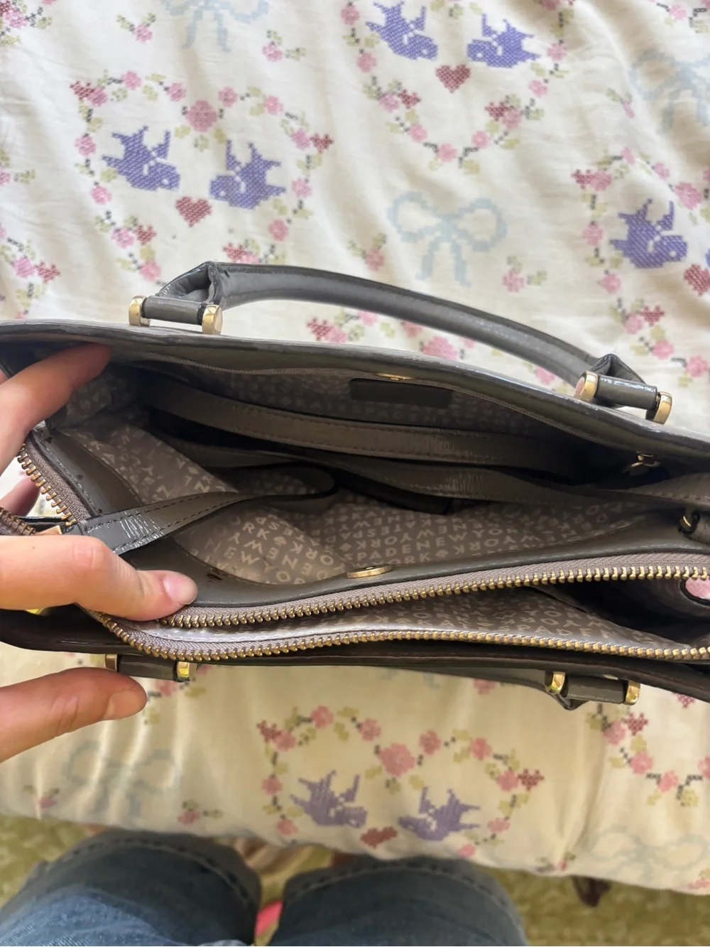 Michael Kors Grey Saffiano Leather Double-Handle Satchel